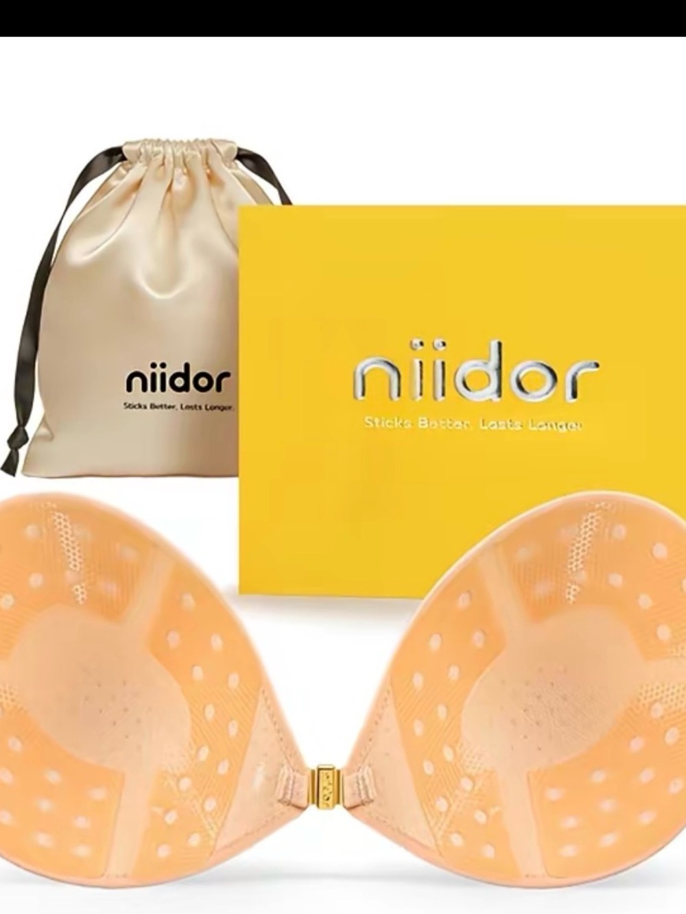 Niidor Nude Adhesive Strapless Silicone Bandeau Bra with Front Closure